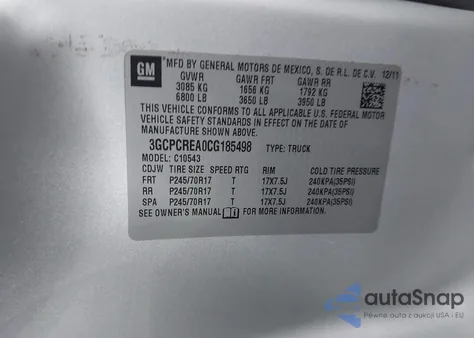 2012 Chevrolet Silverado 1500 Ls z USA, uszkodzony, nr VIN 3GCPCREA0CG185498